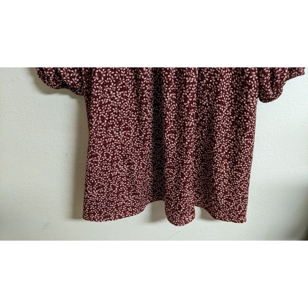 Draper James RSVP Ditsy Floral Burgundy/White Smocked Waist A-Line Dress 2X - Picture 10 of 16